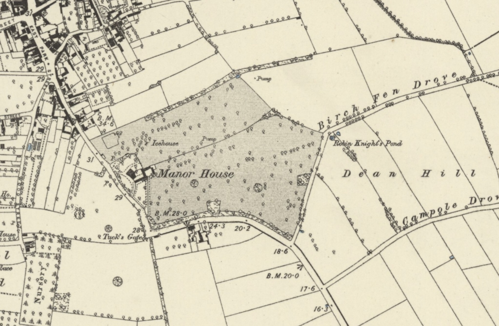 An historic map showing the former Chatteris Manor Park