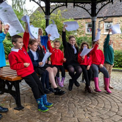 Children with their letters to Fenland District Council - Photograph by Kev Gregory